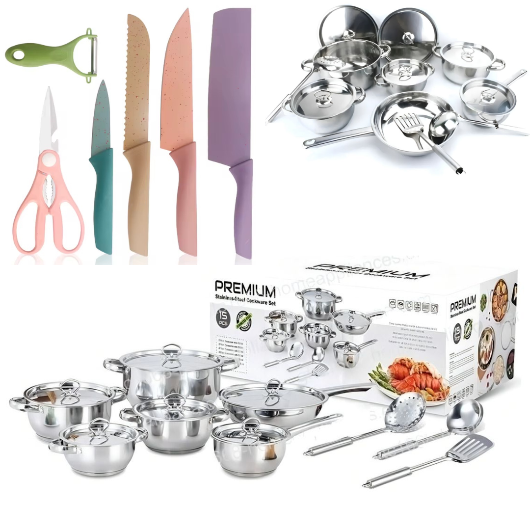 Juego Ollas Acero 15pz + Regalo